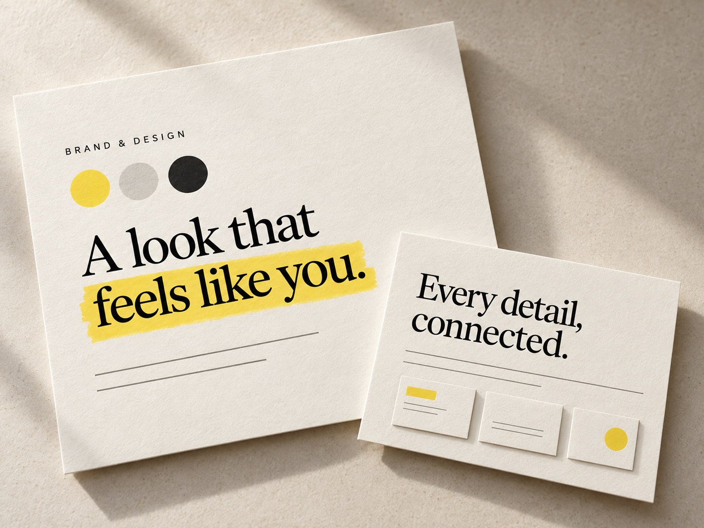Brand direction and collateral paper mockup